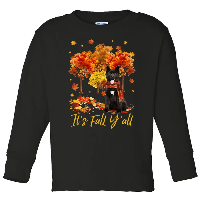 ItS Fall YAll Akita Dog Tree Pumpkin Fall Autumn Toddler Long Sleeve Shirt