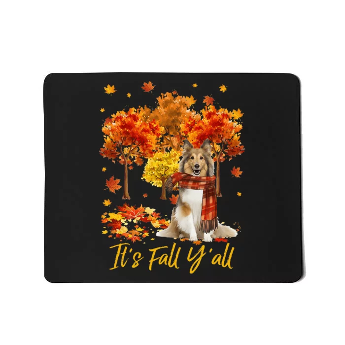 ItS Fall YAll Sheltie Dog Tree Pumpkin Fall Autumn Mousepad