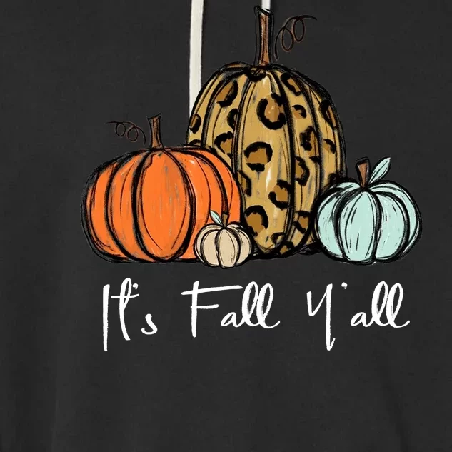 Its Fall Yall Graphic Shirt Women Thanksgiving Pumpkin Splicing Sleeve Fall Garment-Dyed Fleece Hoodie