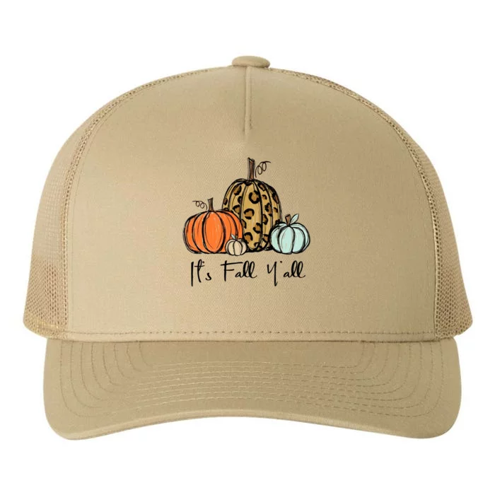 Its Fall Yall Graphic Shirt Women Thanksgiving Pumpkin Splicing Sleeve Fall Yupoong Adult 5-Panel Trucker Hat