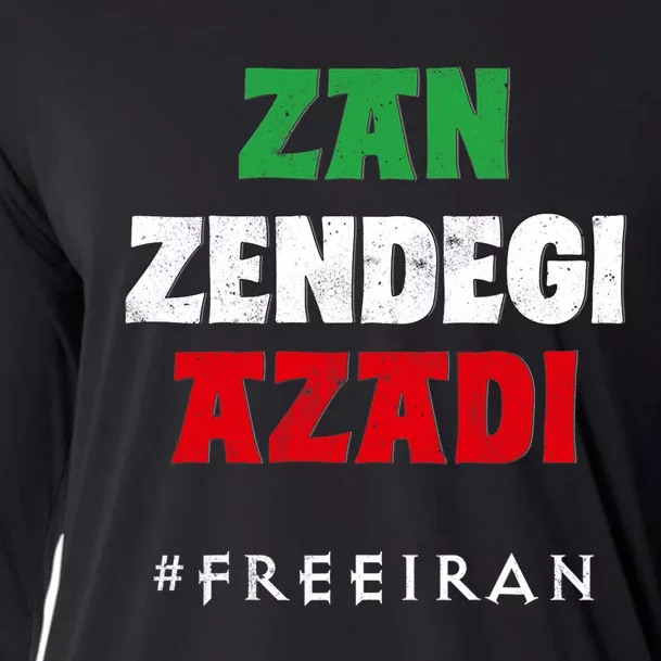 Iranian Flag ZAN ZENDEGI AZADI Support Iranian Women Protest Cooling Performance Long Sleeve Crew