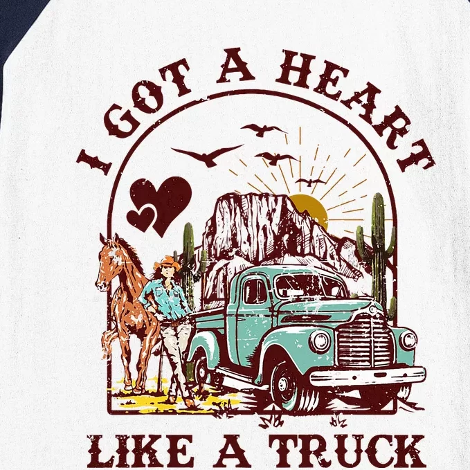 I Got A Heart Like A Truck Western Country Music Cow Baseball Sleeve Shirt