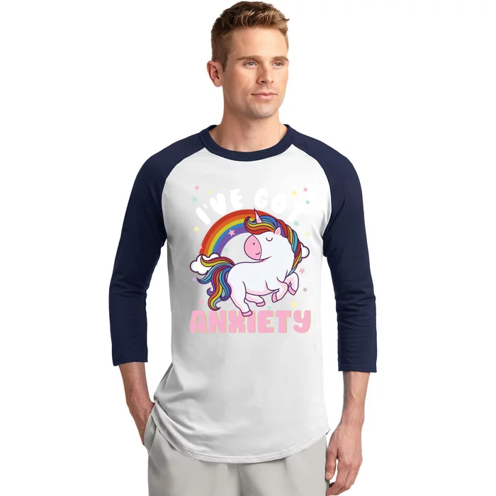 IVe Got Anxiety Sarcastic Rainbow Unicorn Ptsd Meaningful Gift Baseball Sleeve Shirt