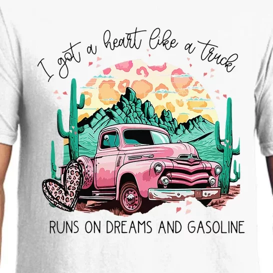 I Got A Heart Like A Truck Western Sunset Cow Farm Pajama Set