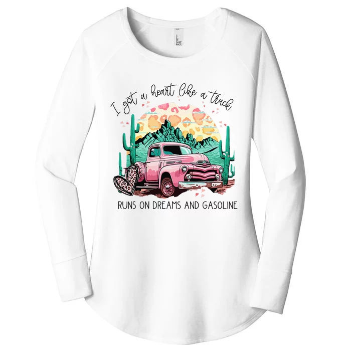 I Got A Heart Like A Truck Western Sunset Cow Farm Women's Perfect Tri Tunic Long Sleeve Shirt