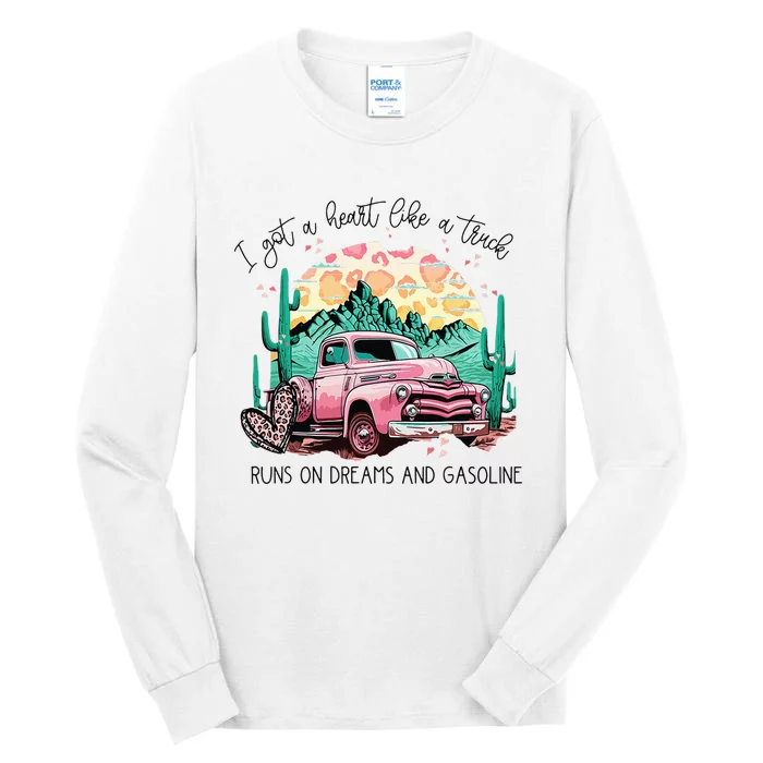 I Got A Heart Like A Truck Western Sunset Cow Farm Tall Long Sleeve T-Shirt