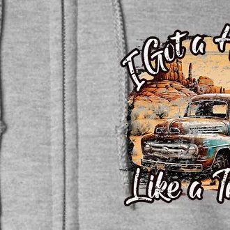 I Got A Heart Like A Truck Country Old Rusty Truck Full Zip Hoodie