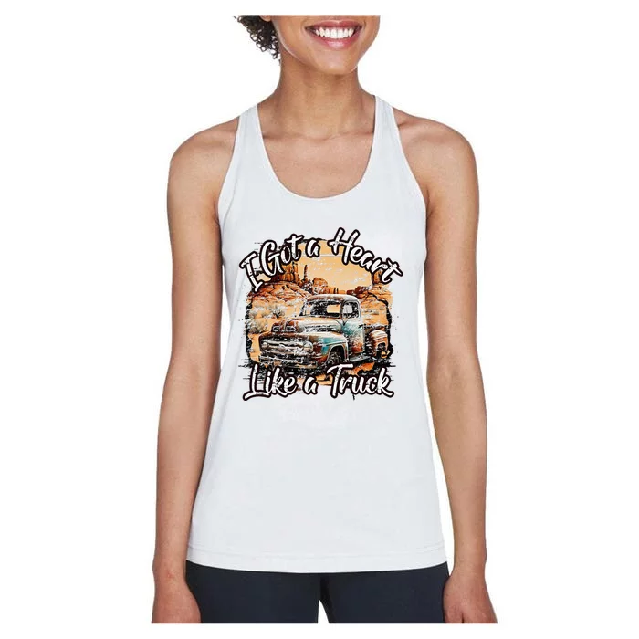 I Got A Heart Like A Truck Country Old Rusty Truck Women's Racerback Tank