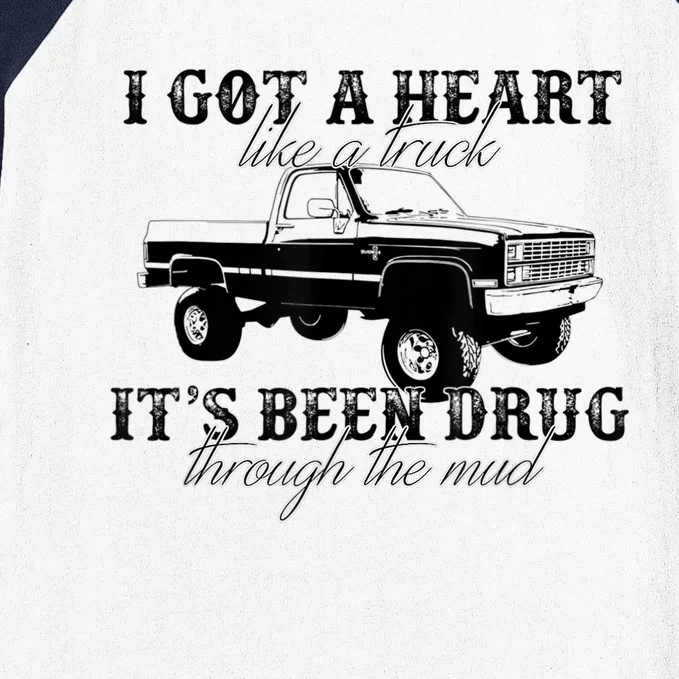 I Got A Heart Like A Truck Western Sunset Cowgirl Farm Baseball Sleeve Shirt