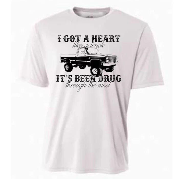 I Got A Heart Like A Truck Western Sunset Cowgirl Farm Cooling Performance Crew T-Shirt