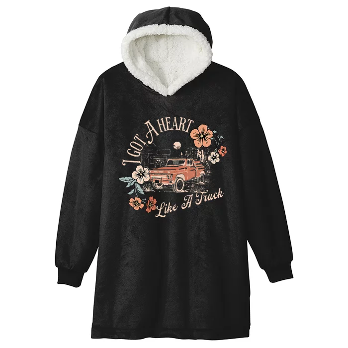 I Got A Heart Like A Truck Western Country Music Cowboy Hooded Wearable Blanket