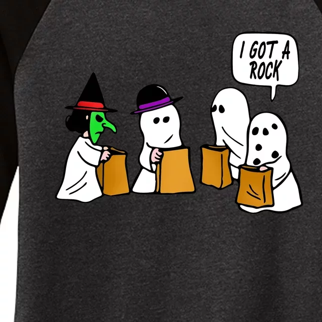 I Got A Rock Halloween Trick Or Treat Women's Tri-Blend 3/4-Sleeve Raglan Shirt