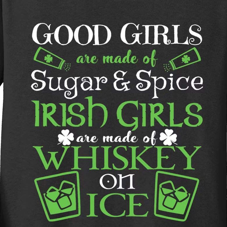 Irish Girl Are Whiskey On Ice St. Patrick's Day Kids Long Sleeve Shirt