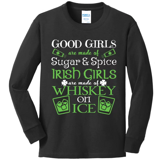 Irish Girl Are Whiskey On Ice St. Patrick's Day Kids Long Sleeve Shirt