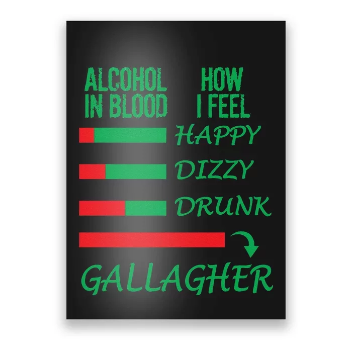 Irish Gallagher & Alcohol St Patrick Day Apparel Design Gift Long Sleeve Poster