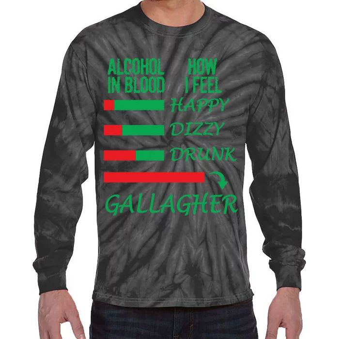 Irish Gallagher & Alcohol St Patrick Day Apparel Design Gift Long Sleeve Tie-Dye Long Sleeve Shirt