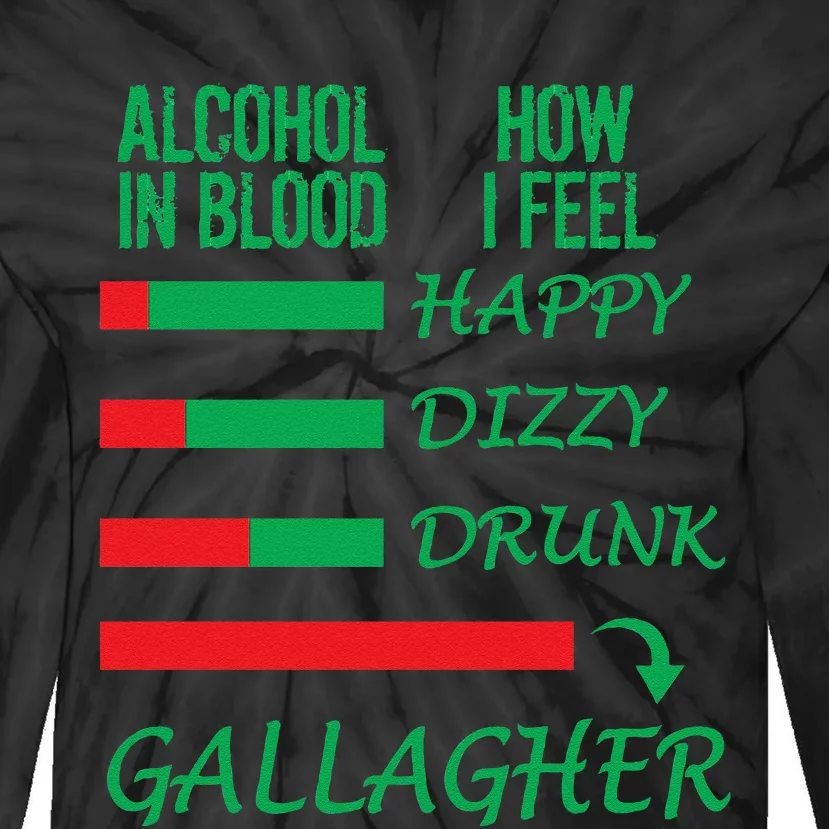 Irish Gallagher & Alcohol St Patrick Day Apparel Design Gift Long Sleeve Tie-Dye Long Sleeve Shirt