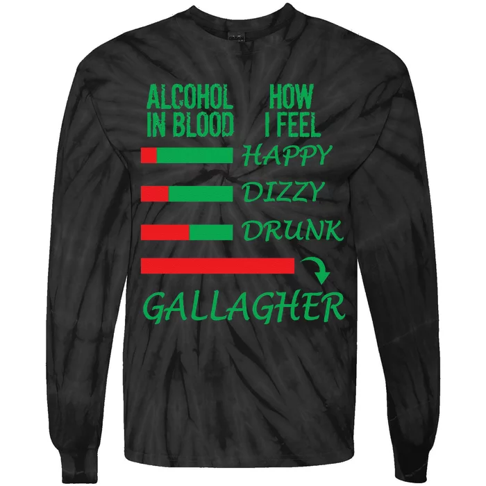 Irish Gallagher & Alcohol St Patrick Day Apparel Design Gift Long Sleeve Tie-Dye Long Sleeve Shirt