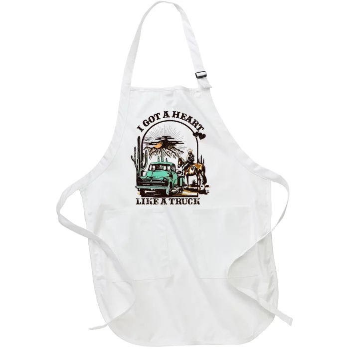 I Got A Heart Like A Truck Western Country Full-Length Apron With Pocket