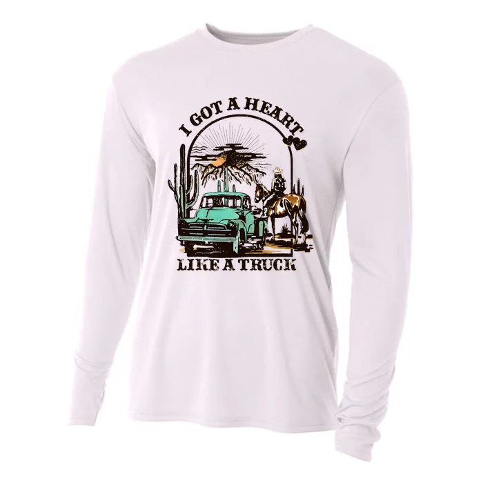 I Got A Heart Like A Truck Western Country Cooling Performance Long Sleeve Crew