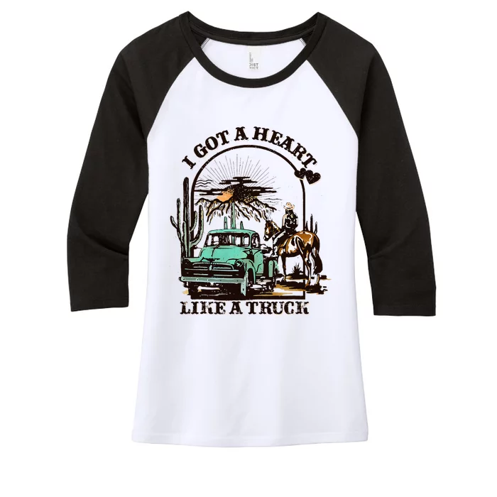 I Got A Heart Like A Truck Western Country Women's Tri-Blend 3/4-Sleeve Raglan Shirt