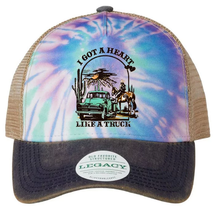 I Got A Heart Like A Truck Western Country Music Cowboy Legacy Tie Dye Trucker Hat