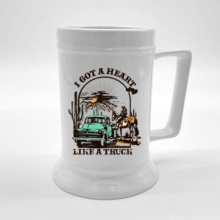 I Got A Heart Like A Truck Western Country Music Cowboy Front & Back Beer Stein