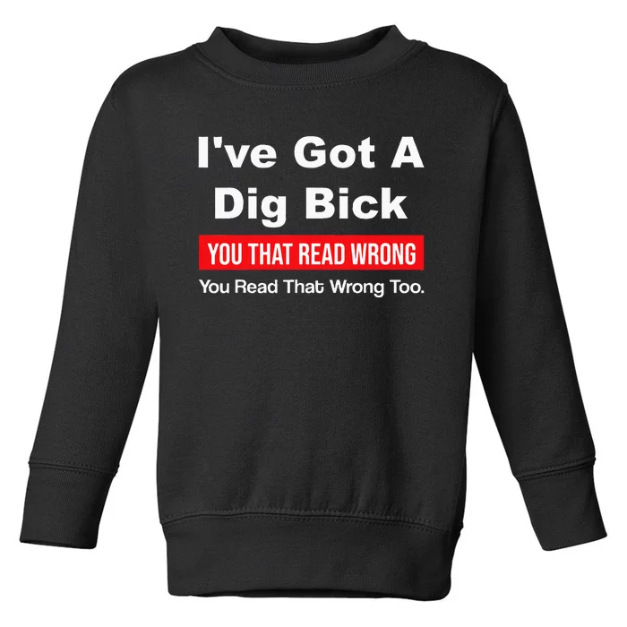 IVe Got A Dig Bick You That Read Wrong You Read That Wrong Toddler Sweatshirt