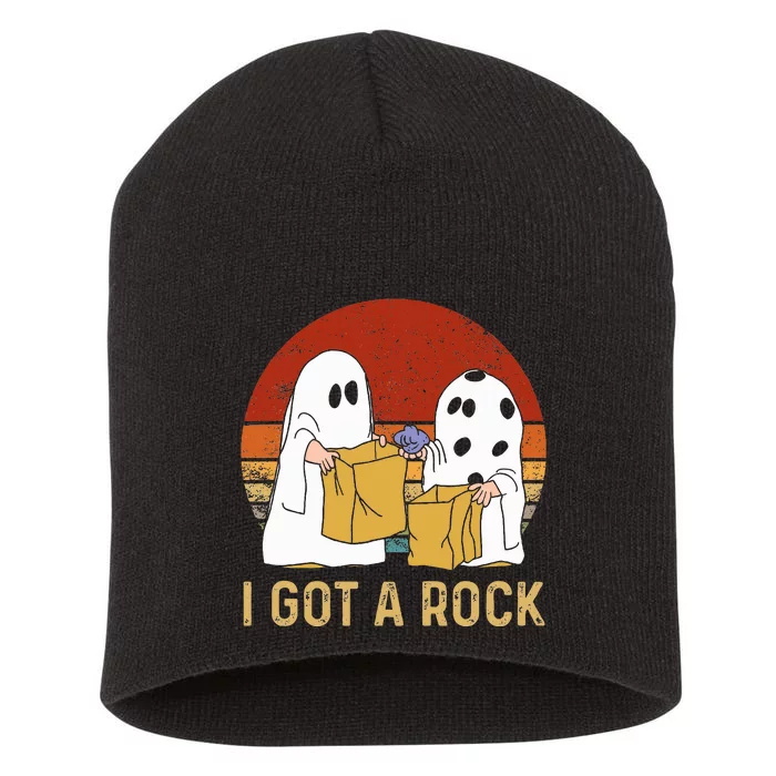 I Got A Rock Halloween Trick Or Treat Ghost Short Acrylic Beanie