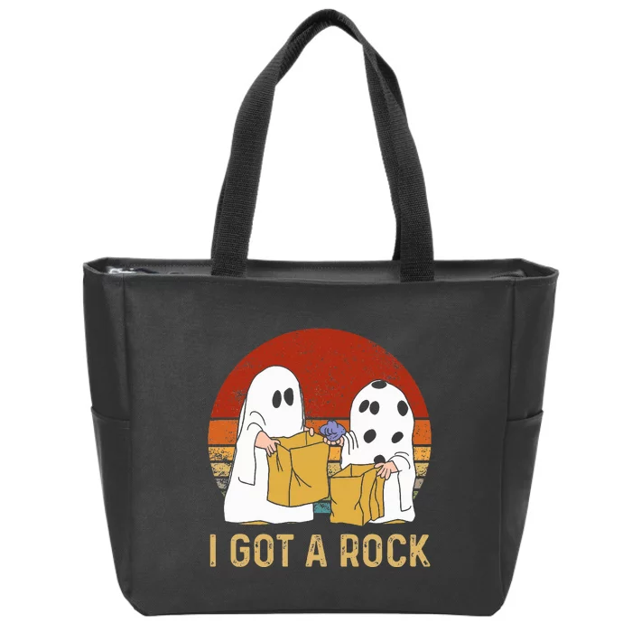 I Got A Rock Halloween Trick Or Treat Ghost Zip Tote Bag