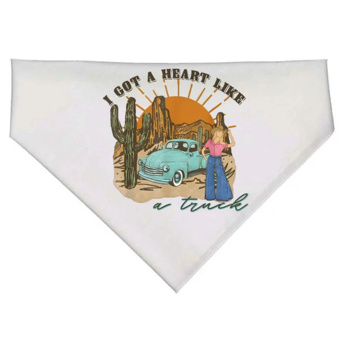 I Got A Heart Like A Truck Western Boho Sunset Girl Desert USA-Made Doggie Bandana