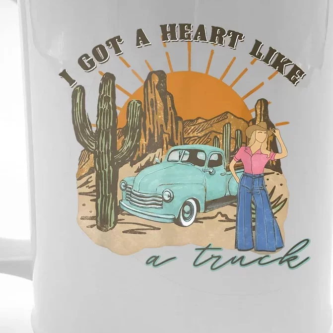 I Got A Heart Like A Truck Western Boho Sunset Girl Desert Front & Back Beer Stein