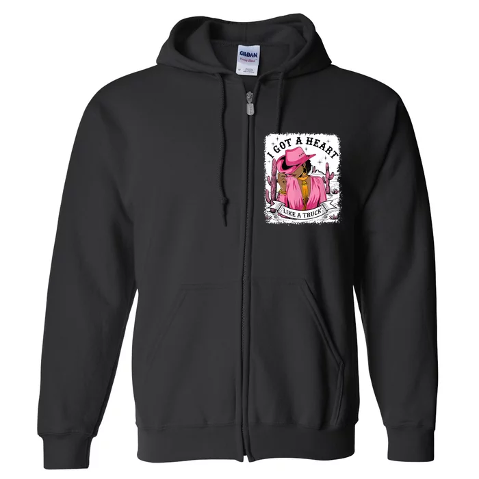 I Got A Heart Like A Truck Western Black Cowgirl African Full Zip Hoodie