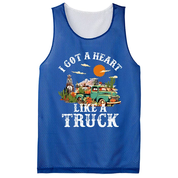 I Got A Heart Like A Truck Vintage Western Sunset Cowgirl Mesh Reversible Basketball Jersey Tank