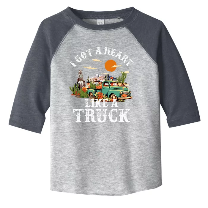 I Got A Heart Like A Truck Vintage Western Sunset Cowgirl Toddler Fine Jersey T-Shirt