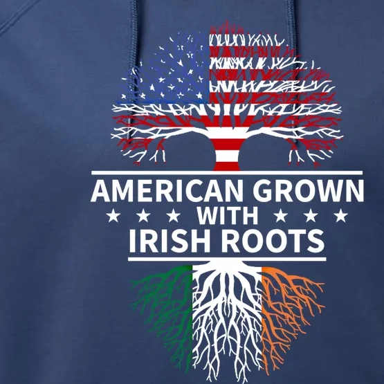 Ireland Gift American Grown Irish Roots Great Gift Performance Fleece Hoodie