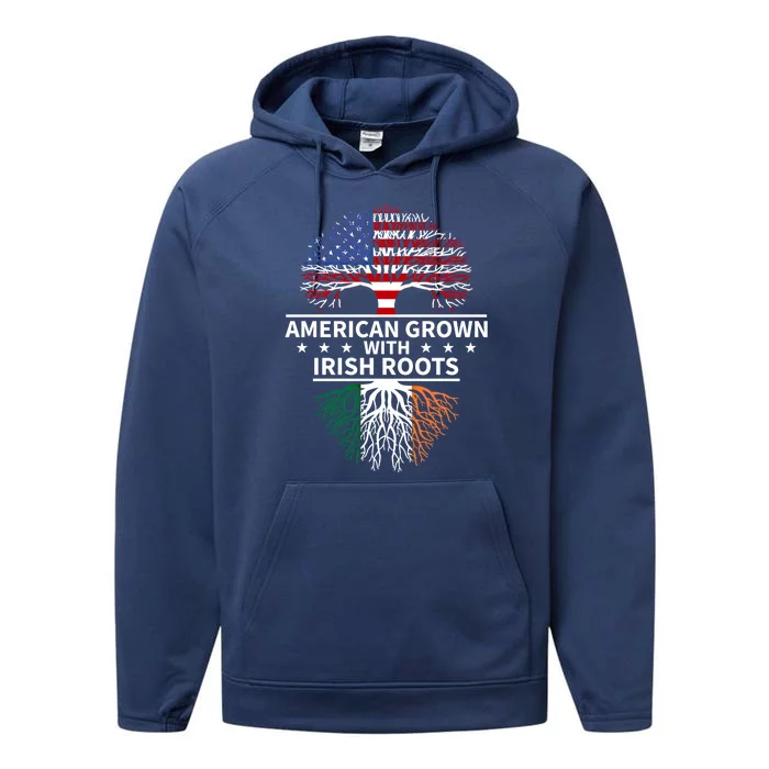 Ireland Gift American Grown Irish Roots Great Gift Performance Fleece Hoodie