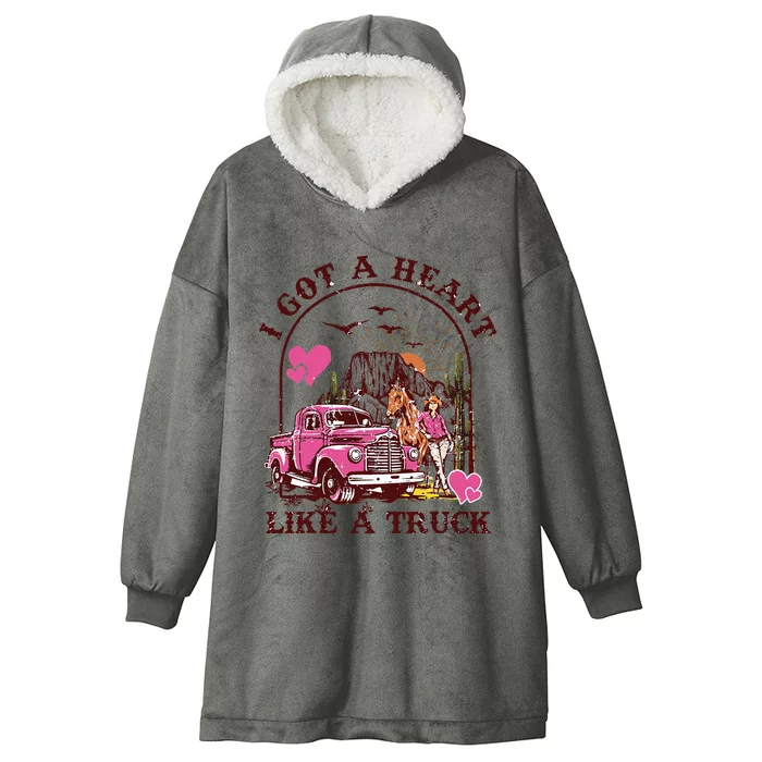 I Got A Heart Like A Truck Western Country Music Cowboy Hooded Wearable Blanket