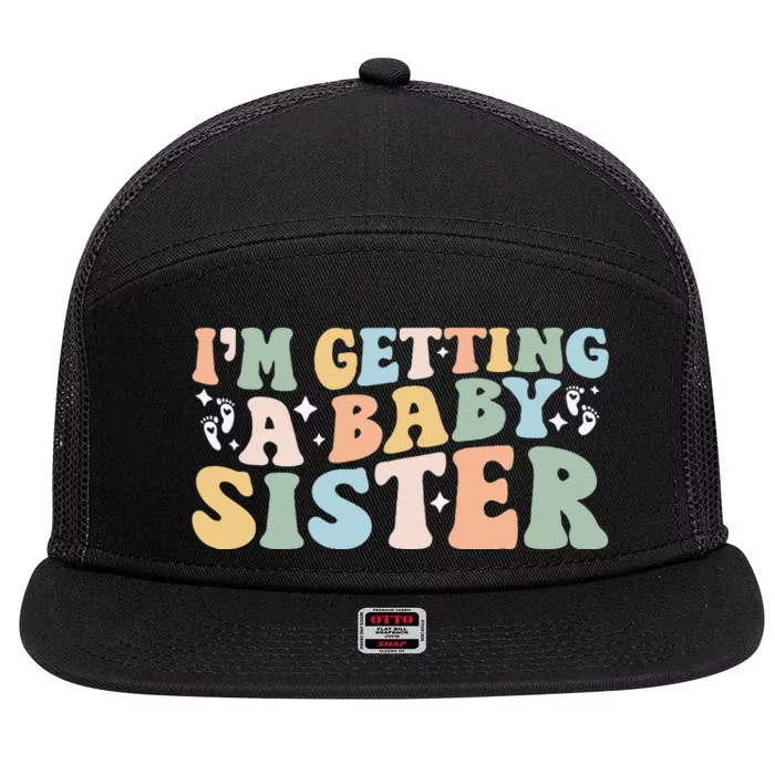 IM Getting A Baby Sister Baby Announcement Gender Reveal 7 Panel Mesh Trucker Snapback Hat