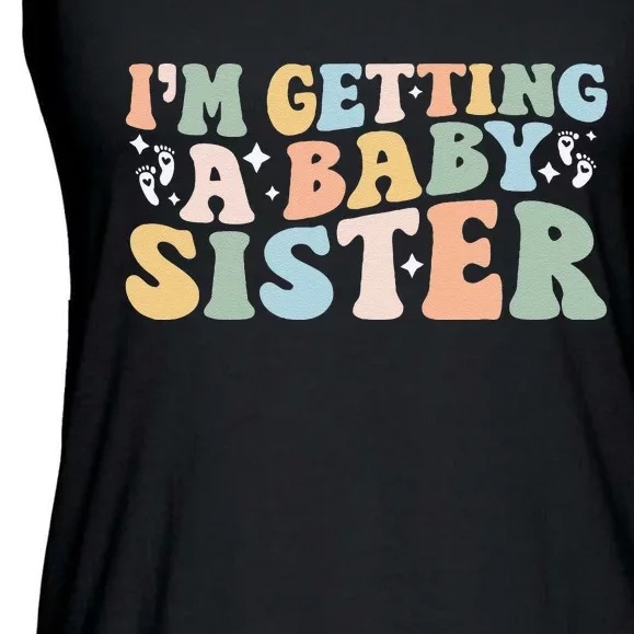 IM Getting A Baby Sister Baby Announcement Gender Reveal Ladies Essential Flowy Tank