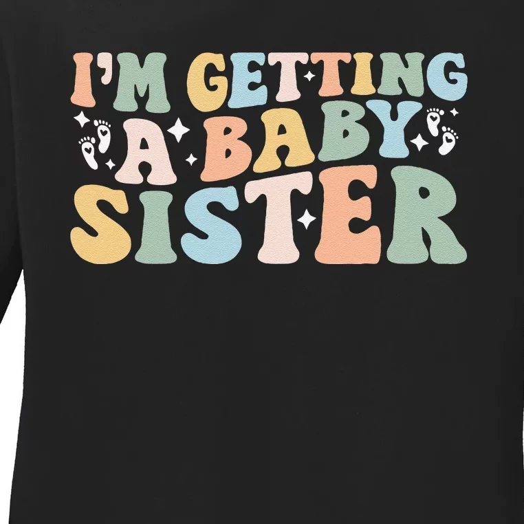 IM Getting A Baby Sister Baby Announcement Gender Reveal Ladies Long Sleeve Shirt