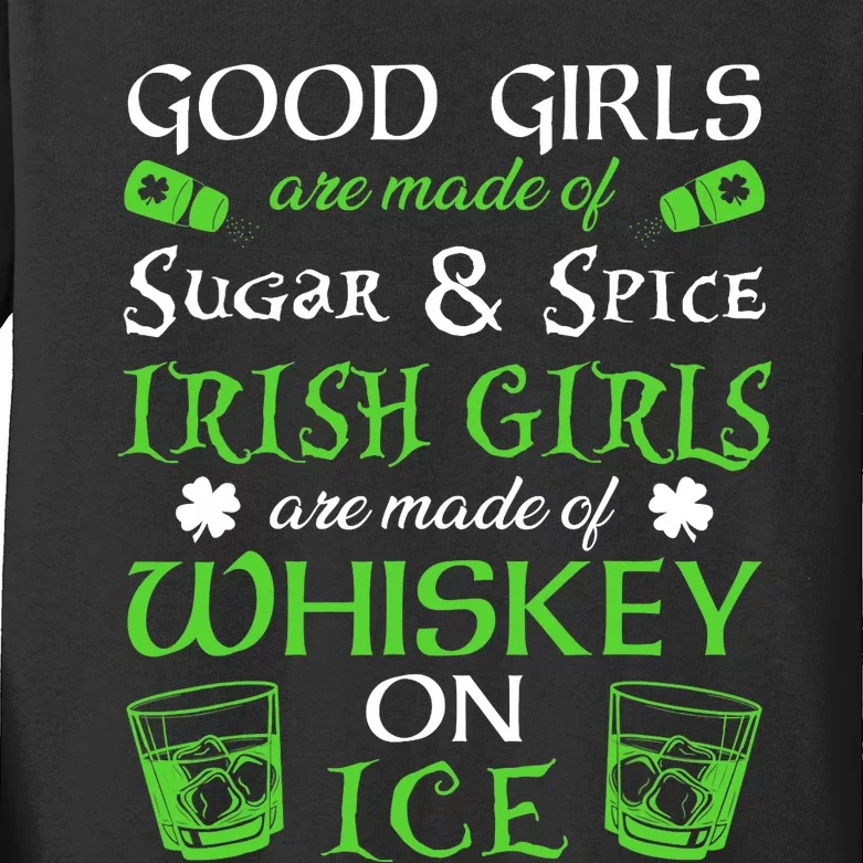 Irish Girls Are Whiskey On Ice St. Patrick's Day Funny Gift Kids Long Sleeve Shirt