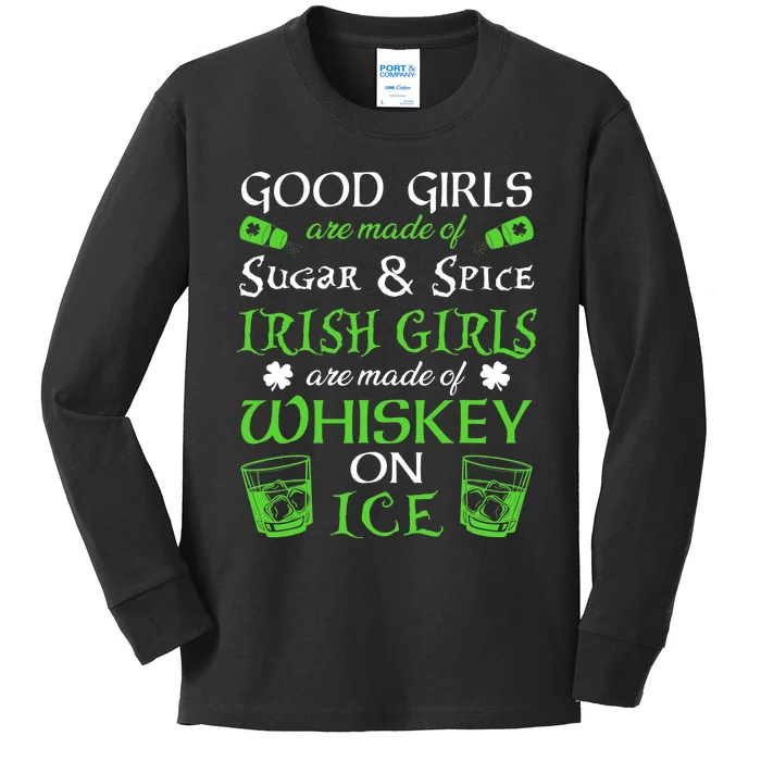 Irish Girls Are Whiskey On Ice St. Patrick's Day Funny Gift Kids Long Sleeve Shirt