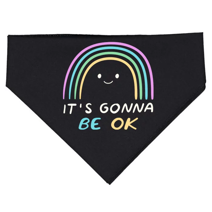 It's Gonna Be Ok Rainbow Smiley Face Positive Quote USA-Made Doggie Bandana