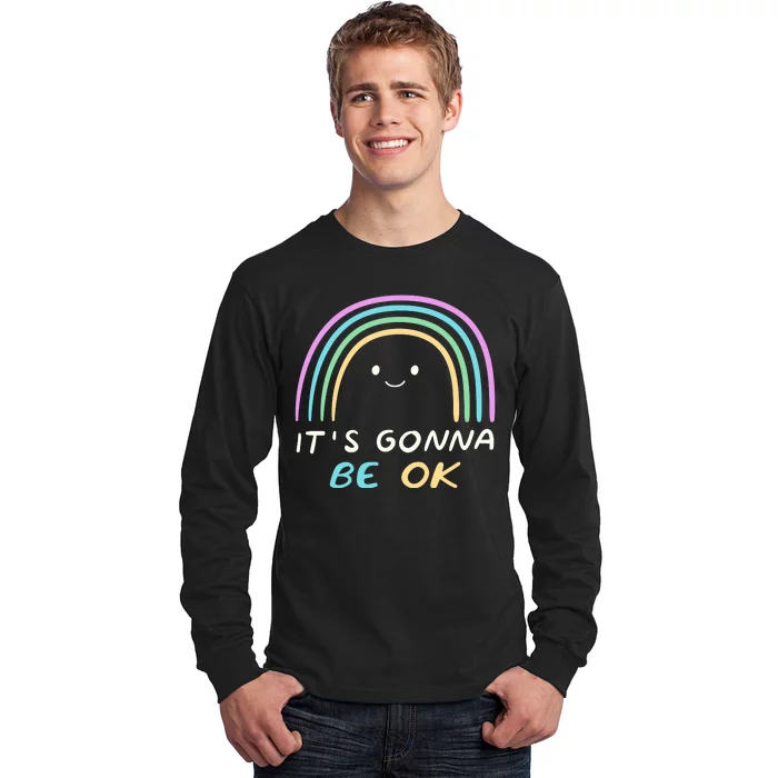 It's Gonna Be Ok Rainbow Smiley Face Positive Quote Long Sleeve Shirt