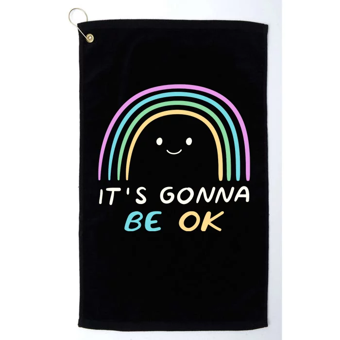 It's Gonna Be Ok Rainbow Smiley Face Positive Quote Platinum Collection Golf Towel