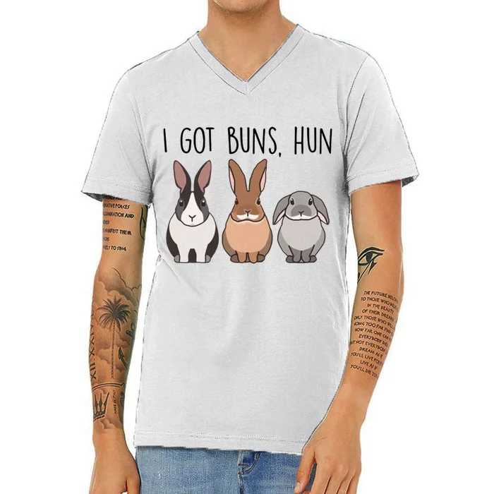 I Got Buns Hun Bunny Mom Cute Rabbit Lover Rabbit Mama Gift V-Neck T-Shirt