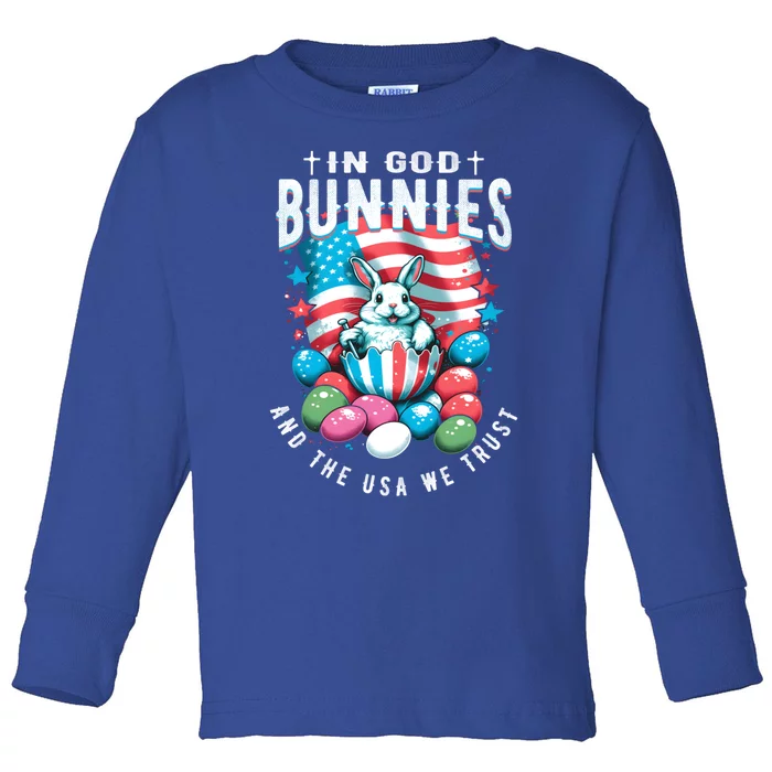 In God Bunnies Usa We Trust Easter Bunny American Patriotic Cool Gift Toddler Long Sleeve Shirt