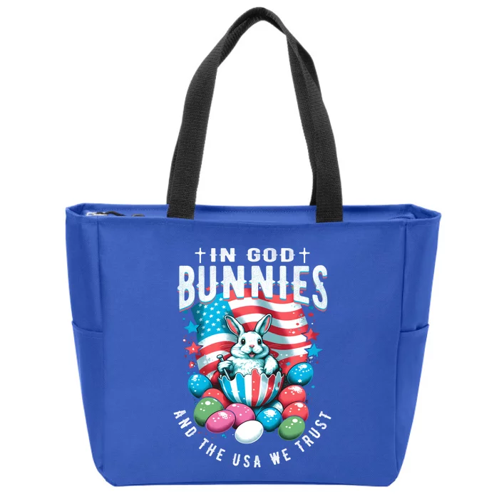 In God Bunnies Usa We Trust Easter Bunny American Patriotic Cool Gift Zip Tote Bag