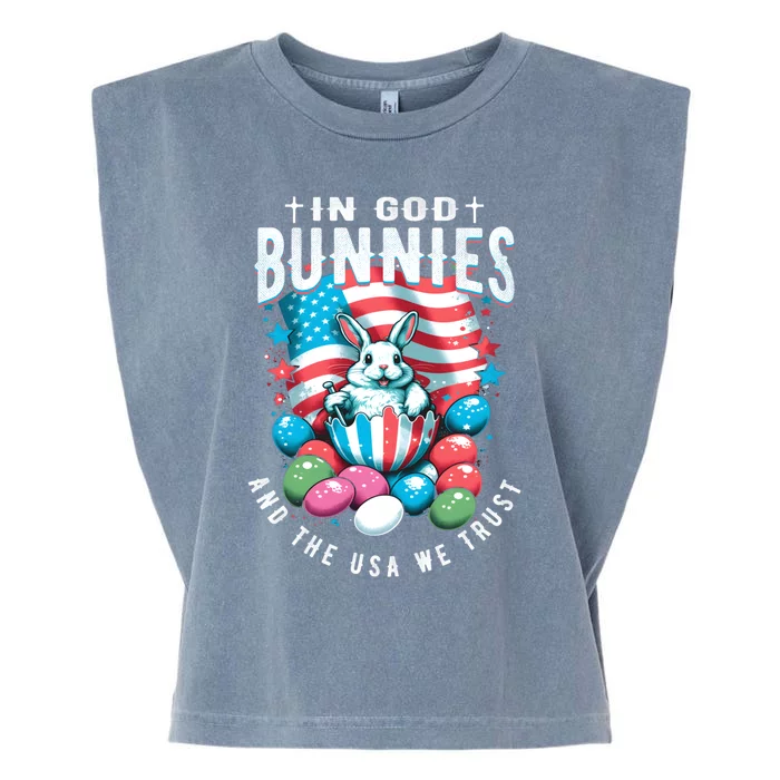 In God Bunnies Usa We Trust Easter Bunny American Patriotic Cool Gift Garment-Dyed Women's Muscle Tee